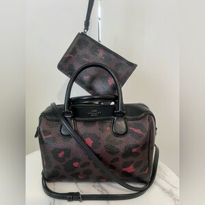 Coach Black and Leopard Print Satchel